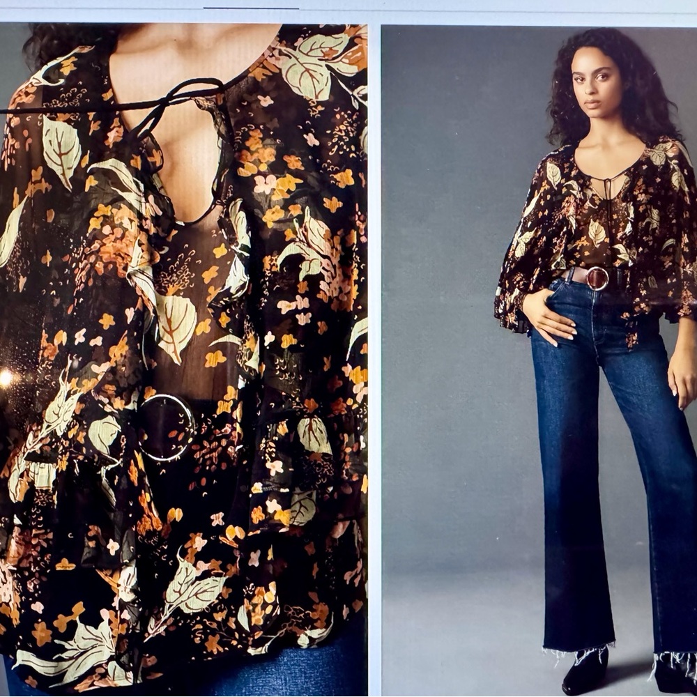 Anthropologie Plenty by Tracy Reese Floral Printed Blouse XS New with tags